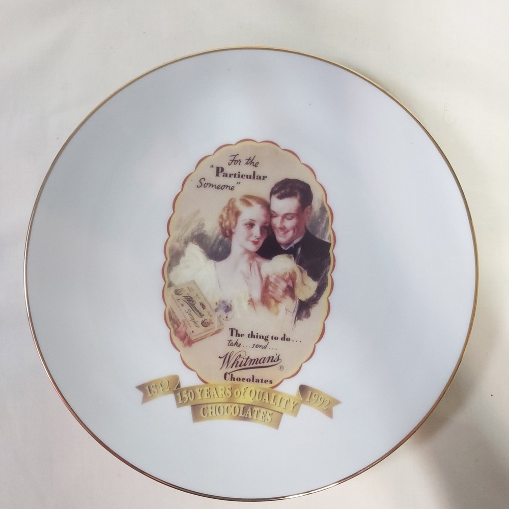Whitman's Chocolates 150 Years Plate Porcelain Gold Trim Vintage Collectible